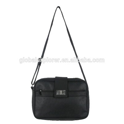 promotional ostrich PU shoulder bag with twist lock on flap