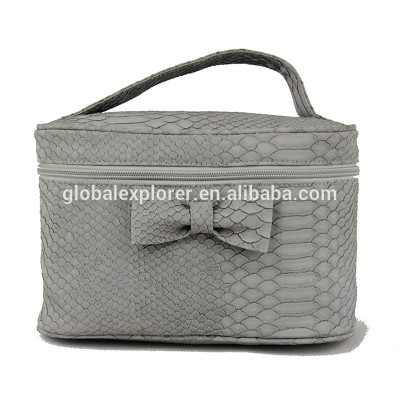 promotional snake PU bow vanity cosmetic bag pouch