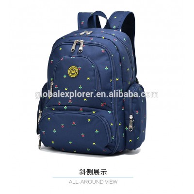 Fashion brands 300D printed large volume multi pocket portable mother backpack