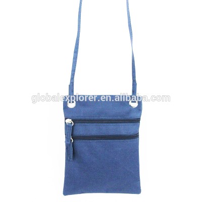 cheap promotional 600D shoulder bag with 2 zipper pocket on front crossbody bag