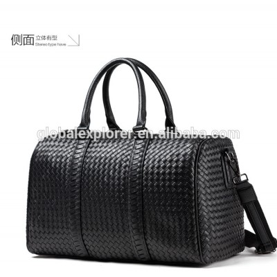 Retro men hand woven duffel travel bag