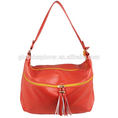 fashion PU hobo handbag with tassel shoulder bag tote bag shopping bag