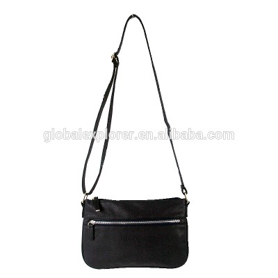 factory direct sale PU shoulder bag with front metal zipper pocket crossbody bag