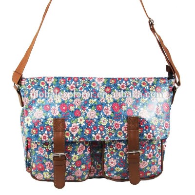 vintage oil cloth floral satchel bag messenger bag shoulder bag